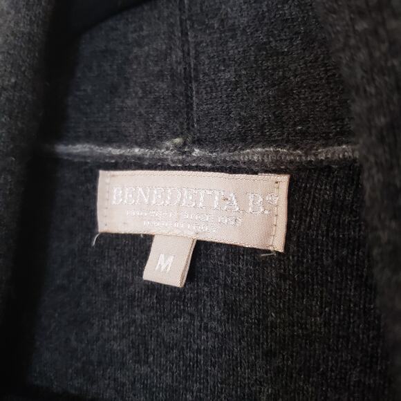Bendetta B Wool Cashmere Open Duster Sweater Jacket Grey Charcoal Size Medium - Picture 5 of 6